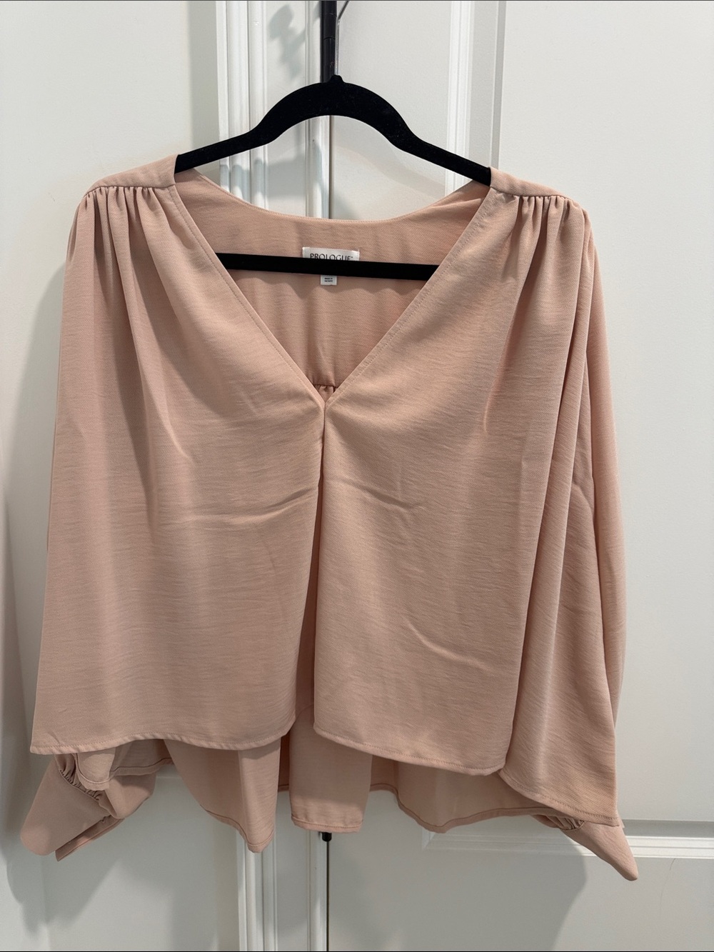 Prologue Blush V-Neck Flowing Peasant Blouse